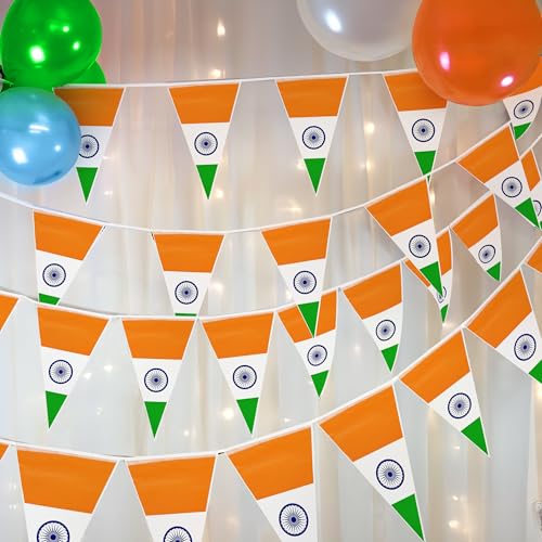 SpecialYou.in Special You Republic day decoration items, Tri-color Tiranga hanging for Republic day decoration Props, Hanging Decorative Items - 4 flags set, (1 set-10 pcs) - Image 1