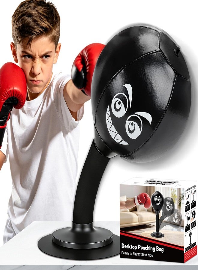 BYYNNE Desktop Punching Bag with Strong Suction Cup, Tabletop Stress Relief Boxing Ball for Office & Home, Portable Relaxation Tool, Fun Gift for Adults & Kids (Black) - Image 1