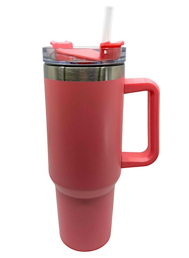 YOLO Hot and Cold Stainless Steel Flow State Vacuum Insulated Tumbler with Lid and Straw for Water, Iced Tea or Coffee, Smoothie, and More, Cream -Pink, Size -40oz or 1.20Liters  - Image 1
