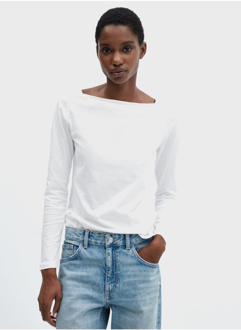 MANGO - Boat Neck T-Shirt - Image 1