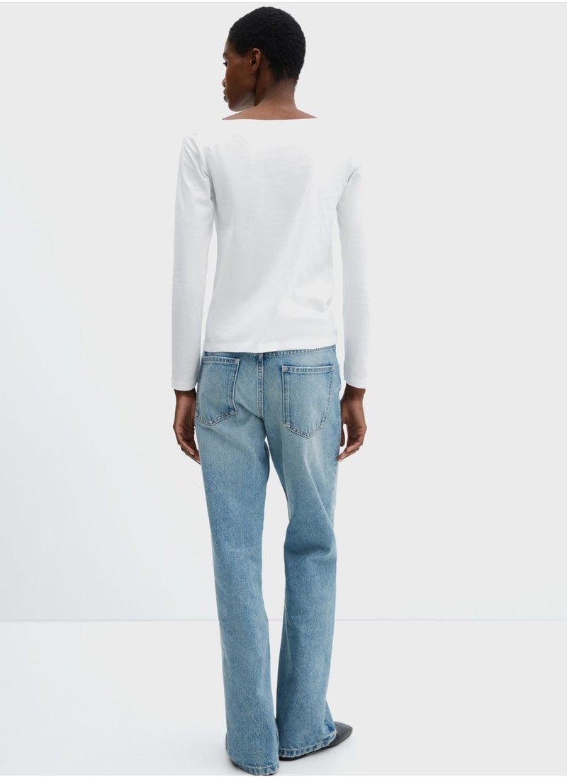 MANGO - Boat Neck T-Shirt - Image 1