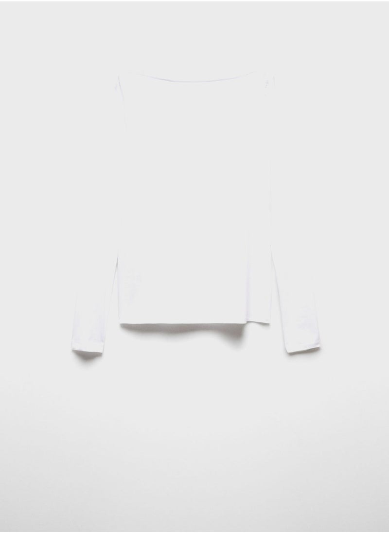 MANGO - Boat Neck T-Shirt - Image 1
