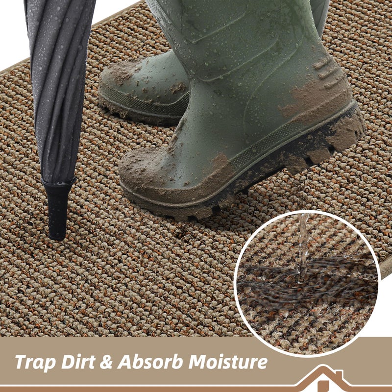 BEQHAUSE Dirt Trapper Door Mat 24" x 60", Non-Slip Washable Doormats Entrance Mat, Dirt Resistant and Absorbent Welcome Mat, Low Profile Floor Mats for Front Back Door and Entryway, Beige - Image 3