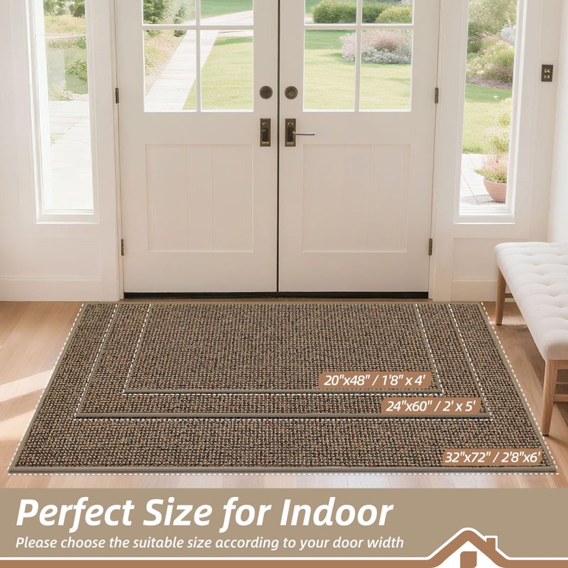 BEQHAUSE Dirt Trapper Door Mat 24" x 60", Non-Slip Washable Doormats Entrance Mat, Dirt Resistant and Absorbent Welcome Mat, Low Profile Floor Mats for Front Back Door and Entryway, Beige - Image 2
