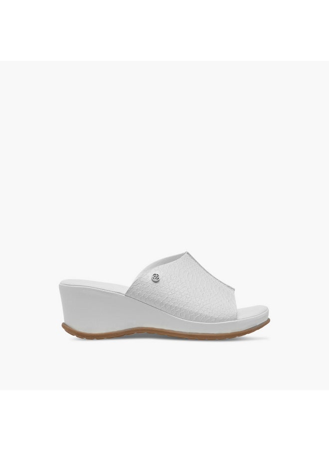 Paprika Women's Textured Slip-On Sandals with Wedge Heel  - Image 3
