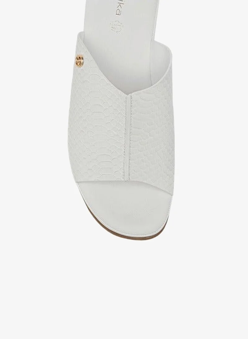 Paprika IVORY Women's Textured Slip-On Sandals with Wedge Heel for Women | Best Price UAE