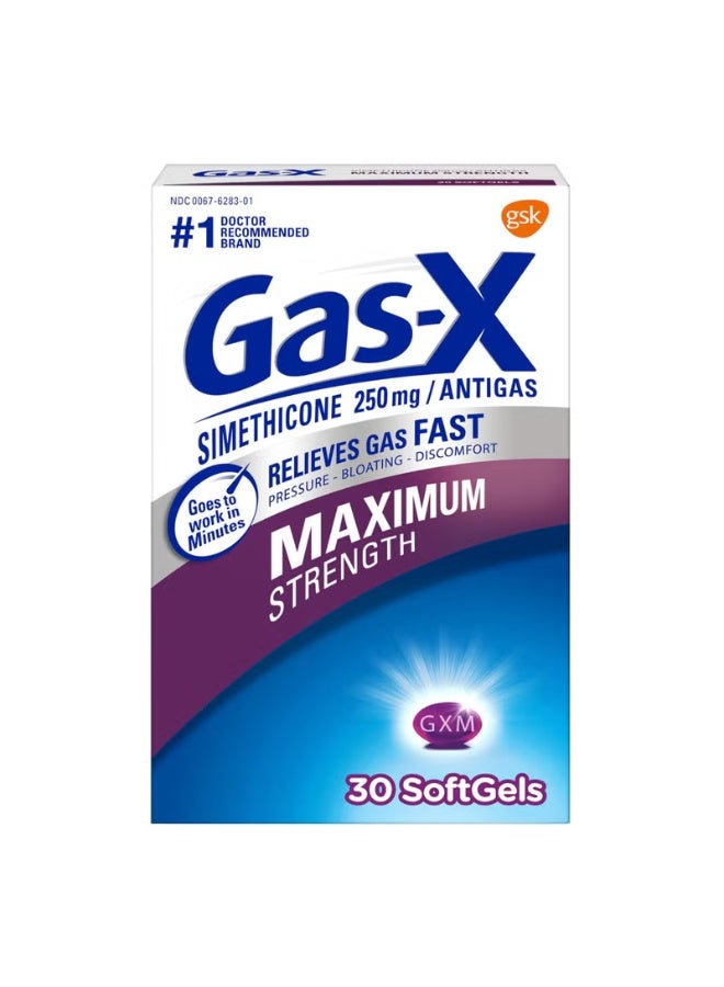 GasX Maximum Strength Gas Relief Softgels with Simethicone 250 mg 30 Count