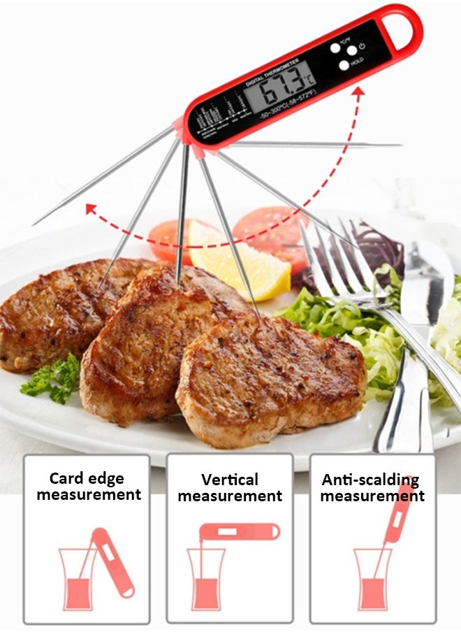 Lemon Meat Thermometer Digital, for Grilling and Cooking, Waterproof Ultra-Fast Instant Read Food thermometers with Backlight & Calibration for Kitchen, Deep Fry, BBQ, Grill LCD(Red)  - Image 3