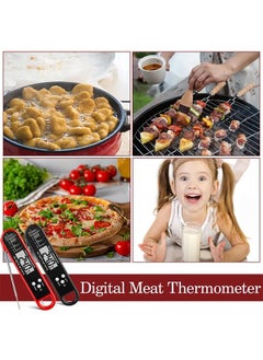 Lemon Meat Thermometer Digital, for Grilling and Cooking, Waterproof Ultra-Fast Instant Read Food thermometers with Backlight & Calibration for Kitchen, Deep Fry, BBQ, Grill LCD(Red)  - Image 5