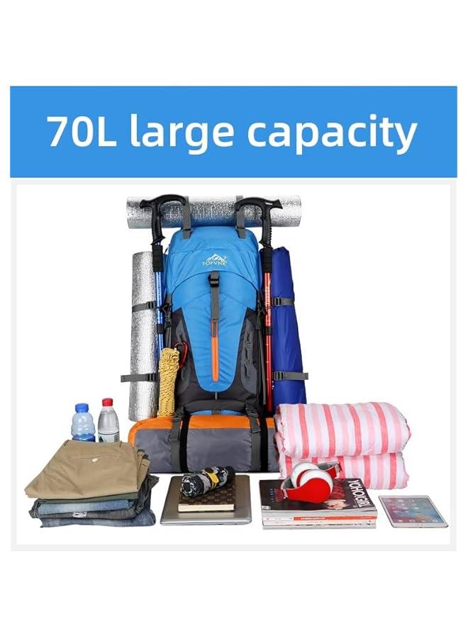 HOOKOR 70L Camping Hiking Backpack, Outdoor Sport Travel Backpack Foldable Lightweight Water Resistant Large Capacity Daypack for Hiking Camping Cycling Climbing Travelling - Image 3