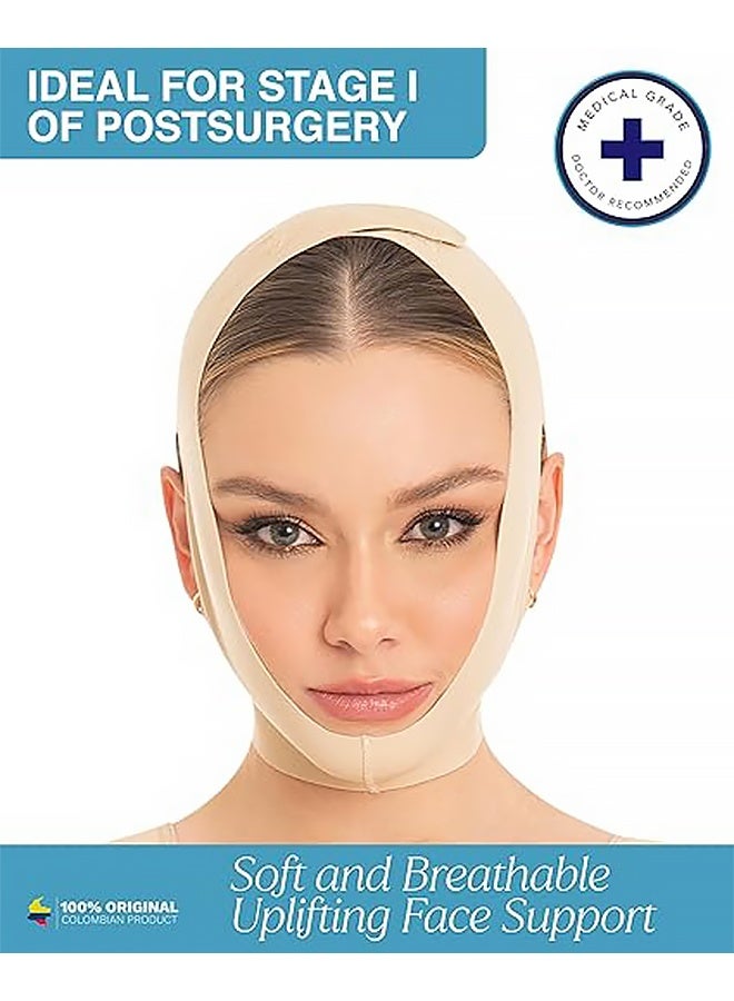 ملابس ضغط ليبو لتنحيف الوجه وحزام الذقن منتونيرا بوستكيرورجيكا للوجه (بيج، مقاس XL) - Image 4