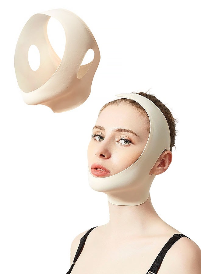 ملابس ضغط ليبو لتنحيف الوجه وحزام الذقن منتونيرا بوستكيرورجيكا للوجه (بيج، مقاس XL) - Image 1