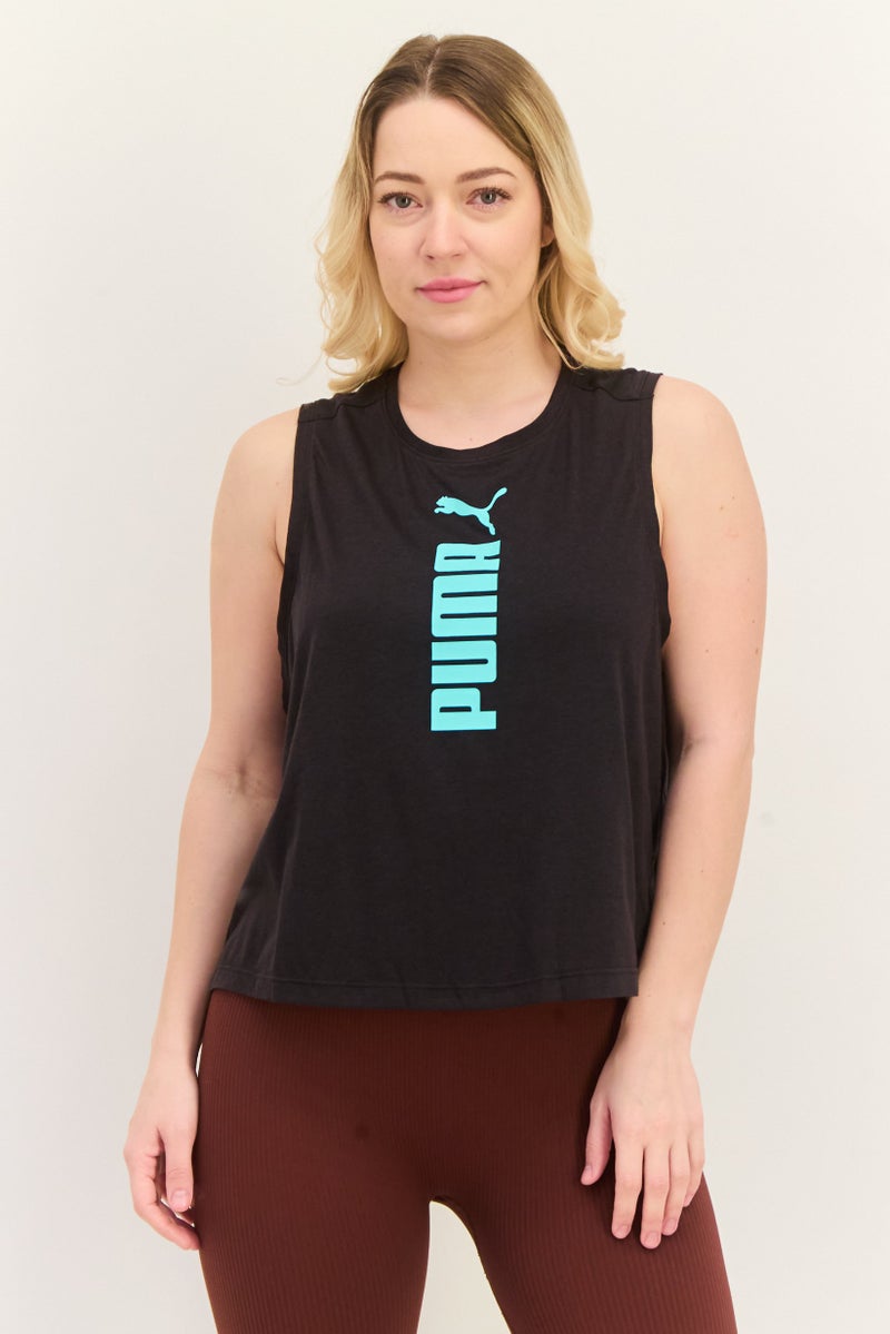 PUMA قمصان تدريب بلا أكمام للنساء، أسود/تركواز - Image 1