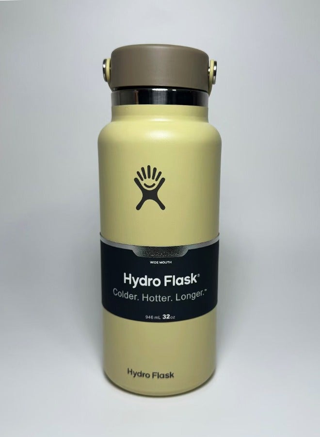 هايدرو فلاسك ( 32oz 946ml ) واسعة الفم مانعة للتسرب والعزل الحراري الفولاذ المقاوم للصدأ الترمس كأس مع سترو الغطاء ، يمكن أن تعمل في المدرسة ، والقيادة ، والسفر والرياضة شرب المشروبات الساخنة والشاي والقهوة - Image 1