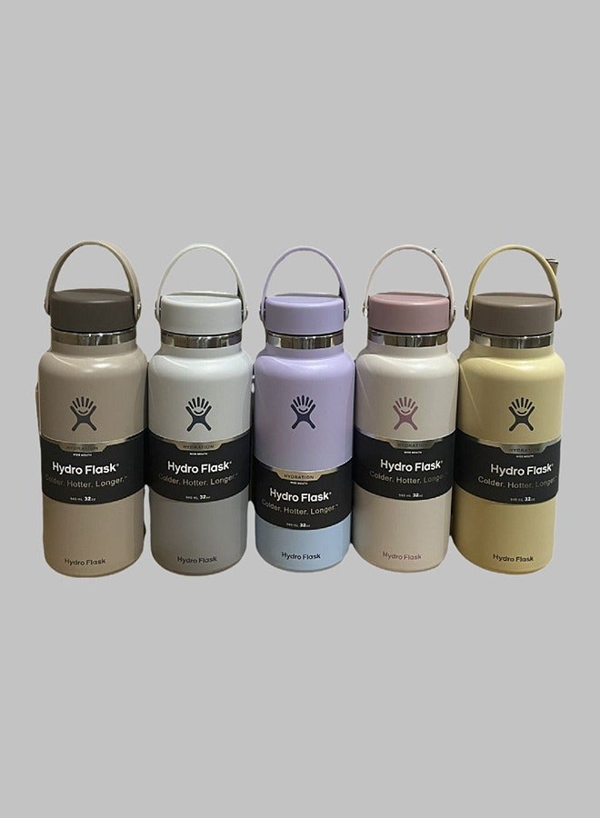 هايدرو فلاسك ( 32oz 946ml ) واسعة الفم مانعة للتسرب والعزل الحراري الفولاذ المقاوم للصدأ الترمس كأس مع سترو الغطاء ، يمكن أن تعمل في المدرسة ، والقيادة ، والسفر والرياضة شرب المشروبات الساخنة والشاي والقهوة - Image 3