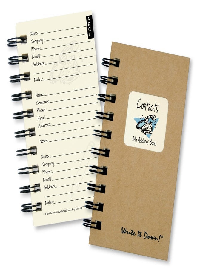 Write it Down series by Journals Unlimited, Guided Journal, Contacts, My Address Book, Mini-Size 3”x5.5”, Kraft Hard Cover, Made in USA - Image 1