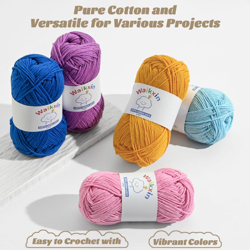 Waikxin Fluffy Cotton Yarn for Crocheting - 524.9yds / 7.05oz Baby Yarn for Crocheting Soft - 100% Milk Cotton Yarn 5 Ply Crochet Amigurumi Yarn for Crafts&Puzzle/Socks/Hats(4 Beige) - Image 5