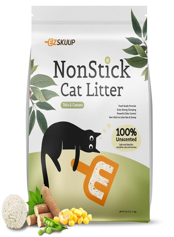 kubvici EZSKUUP Non-Stick Bottom Tofu Cat Litter Mix Cassava, Strong Clumping Low Tracking Kitty Litter, Natural Biodegradable Litter, Plant Odor Control, Low Dust Easy to Scoop, 9Lb - Image 1