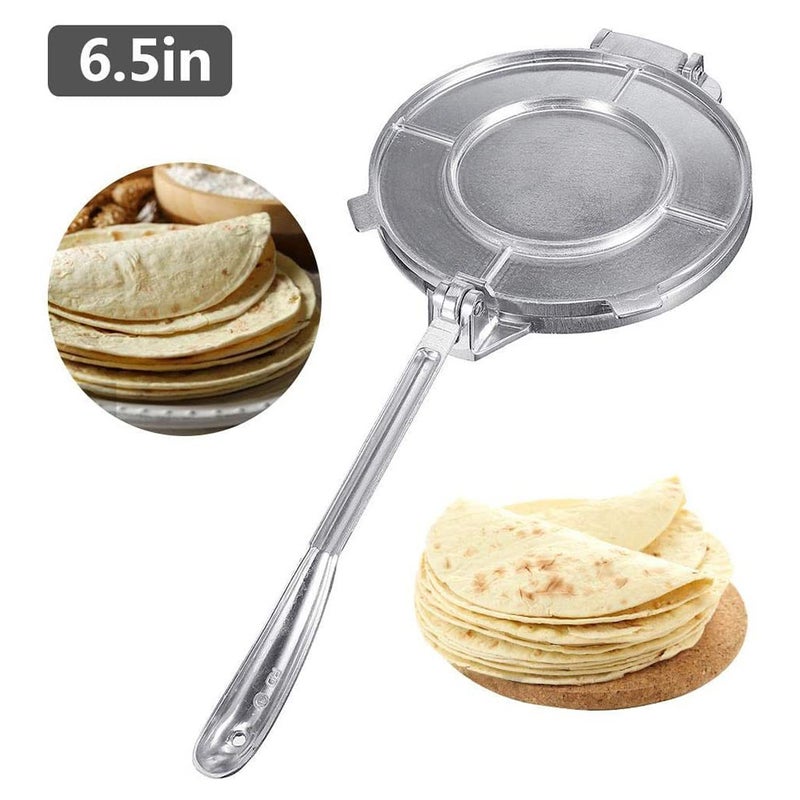 Aluminum Alloy Tortilla Press Folding Handle Flour Tool Baking Corn DIY Pie Tools Kitchen Accessories (Silver, 6.5in) - Image 4