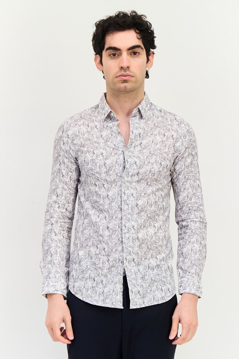 JACK & JONES Men Regular Fit Paisley Pattern Long Sleeve Shirt, Multicolor - Image 1