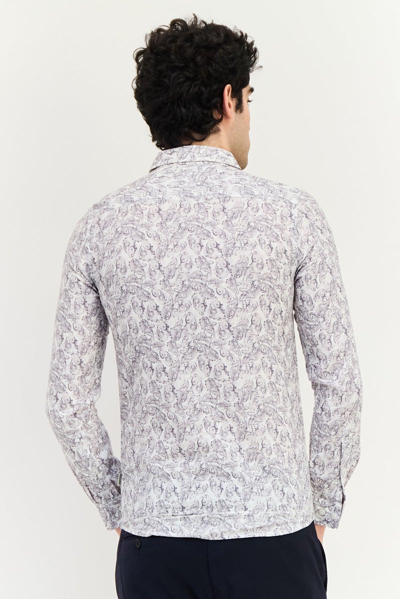 JACK & JONES Men Regular Fit Paisley Pattern Long Sleeve Shirt, Multicolor - Image 4