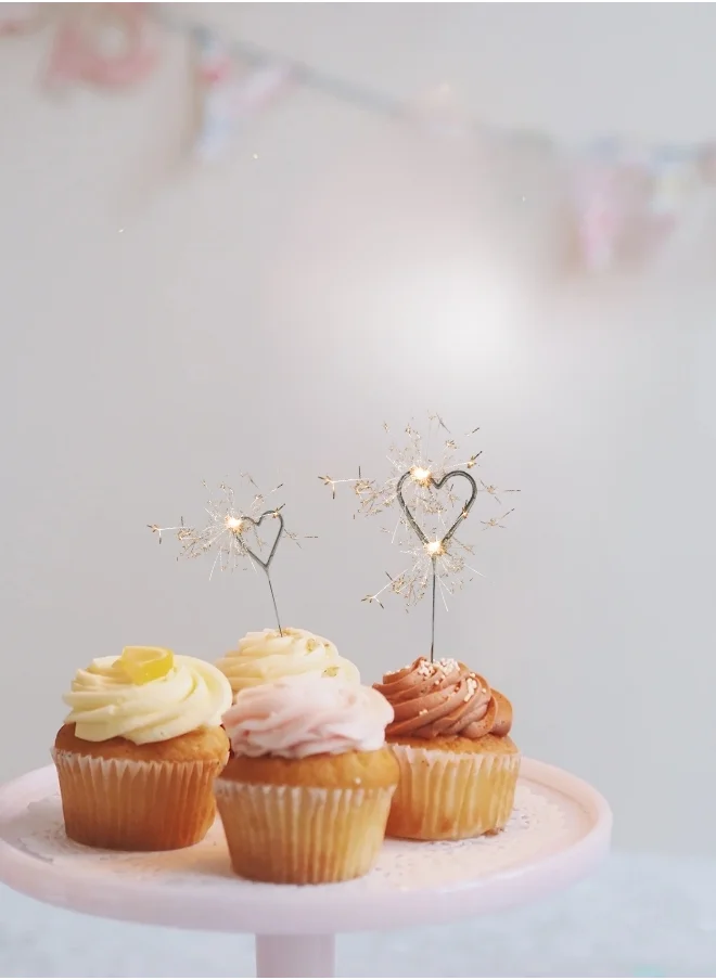 Wondercandle Silver Heart Mini Sparkler candle Set