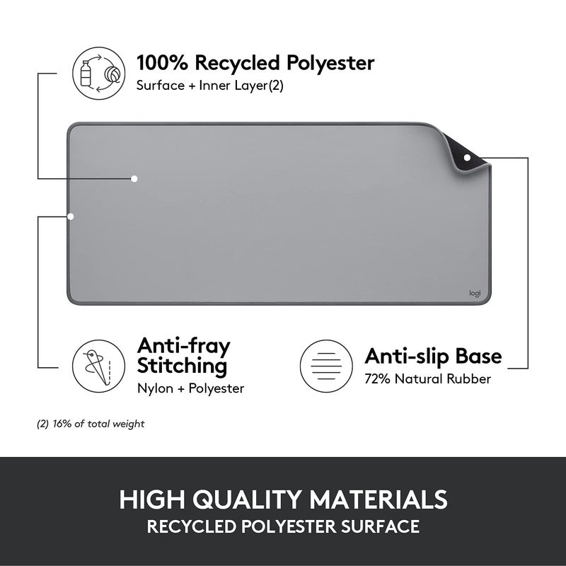 Logitech Desk Mat - Studio Series, Multifunctional Large Desk Pad, Extended Mouse Mat, Office Desk Protector with Anti-slip Base, Spill-resistant Durable Design, in Mid-Grey - Image 4
