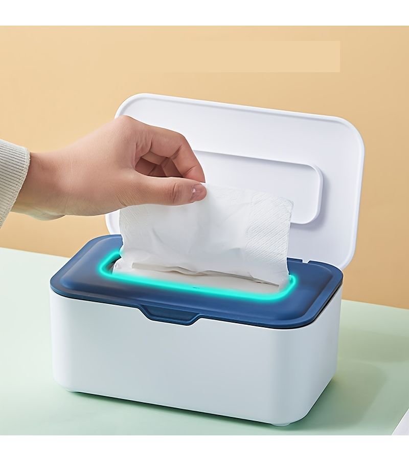 Gray Multi Purpose Tissue and Wet Wipe Holder With Secure Seal Cover Dust Proof Plastic Organizer for Home Office - Image 4