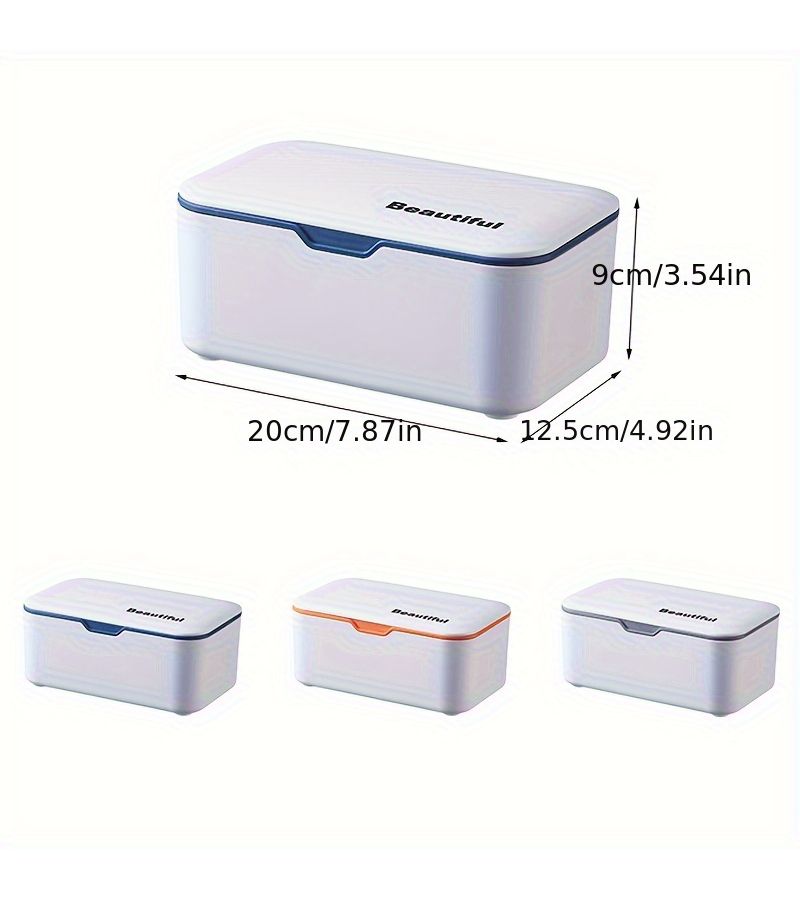 Gray Multi Purpose Tissue and Wet Wipe Holder With Secure Seal Cover Dust Proof Plastic Organizer for Home Office - Image 3