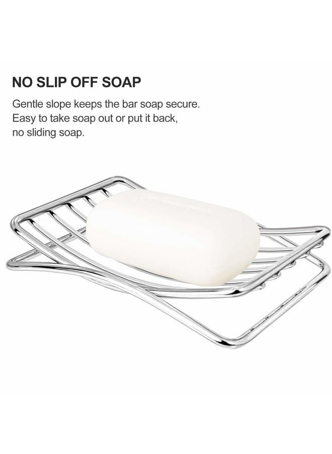 GUUKAR Soap Dish Stainless Steel Bar Soap Holder for Shower Bathroom, Self-draining Soap Dishes Sponge Holder for Kitchen Sink, Easy Cleaning Quick Dry(Soap Saver Not Included) - Image 3