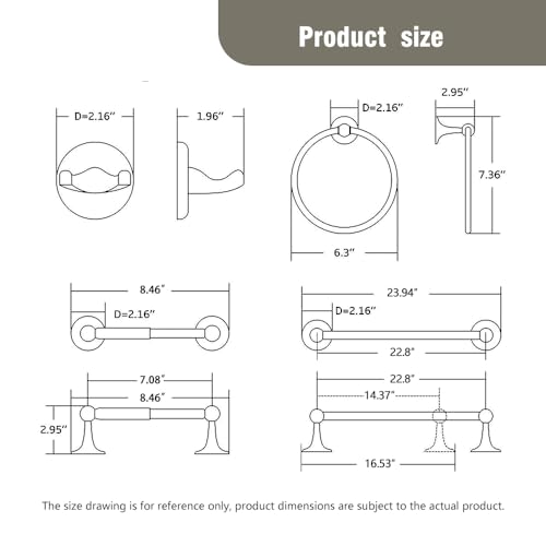 AGKXHDEC 4-Piece Bathroom Hardware Set: Brushed Nickel Bathroom Accessory Set, Towel Bar,Towel Ring,Toilet Paper Holder,Robe Hook, Wall Mounted,Optional Install Longer or Shorter Towel bar - Image 2