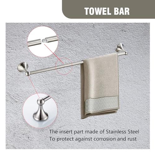 AGKXHDEC 4-Piece Bathroom Hardware Set: Brushed Nickel Bathroom Accessory Set, Towel Bar,Towel Ring,Toilet Paper Holder,Robe Hook, Wall Mounted,Optional Install Longer or Shorter Towel bar - Image 3