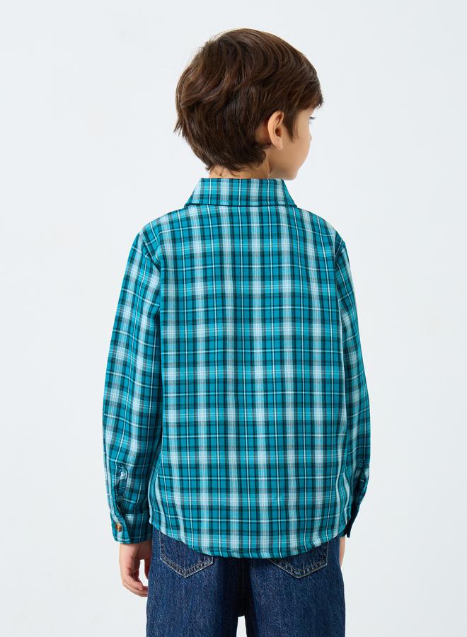 Styli Boys Blue Checkered Long Sleeve Shirt - Image 5