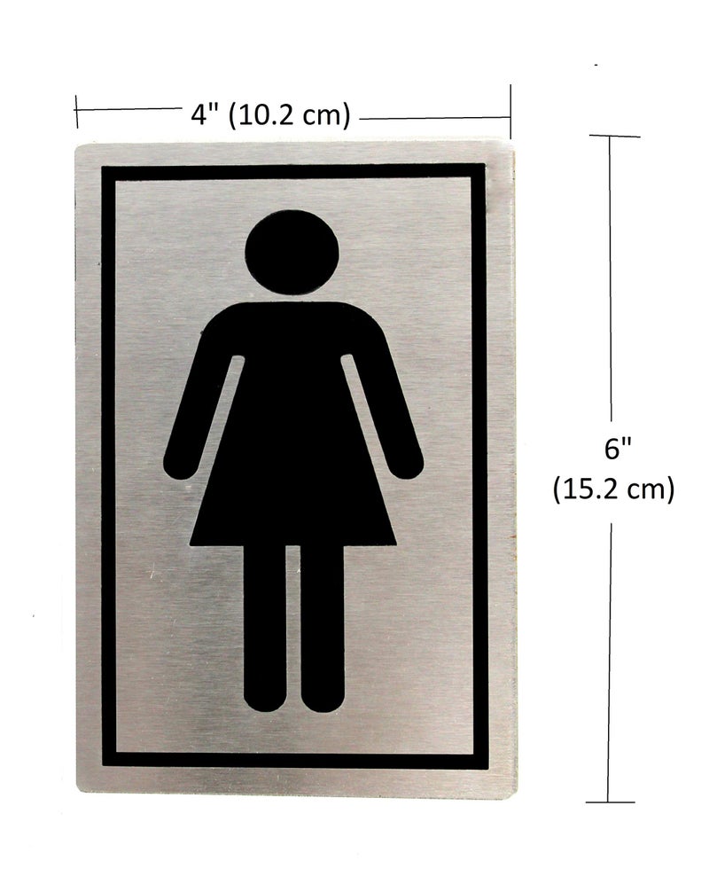 eSplanade Stainless Steel Men & Women Toilet Sign Bathroom (6 x 10.1 cm) | Male Female Washroom Door Sticker - Easy to Mount Weather Resistant Long Lasting Ink - Image 2