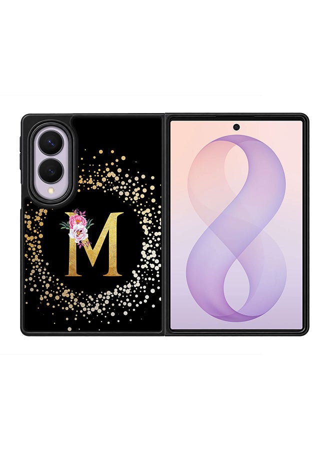 Stylizedd Rugged Case for Samsung Galaxy Z Fold8- Slim Fit Hybrid Rubber Cover Floral Monogram - M (Black)