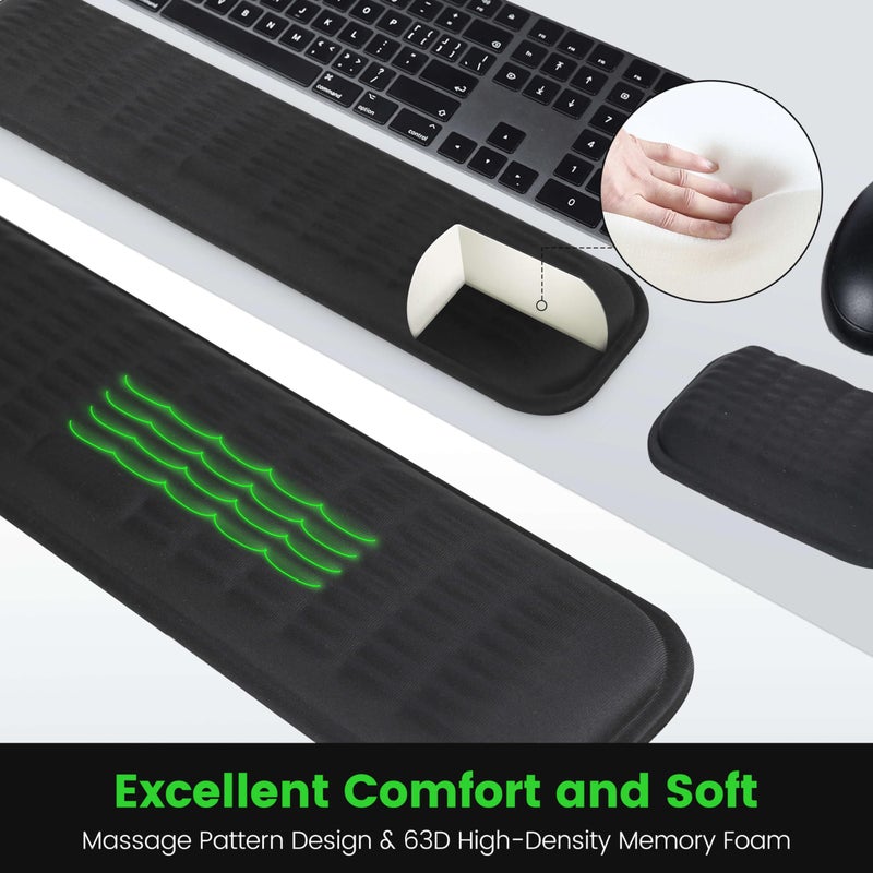 MEKASS Ergonomic Wrist Rest for Keyboard and Mouse, Soft Memory Foam Keyboard Wrist Rest Set with Non-Slip Silicone Base, Easy Typing, Pain Relief, Comfort for Office, Work, Gaming (Pink) - Image 4