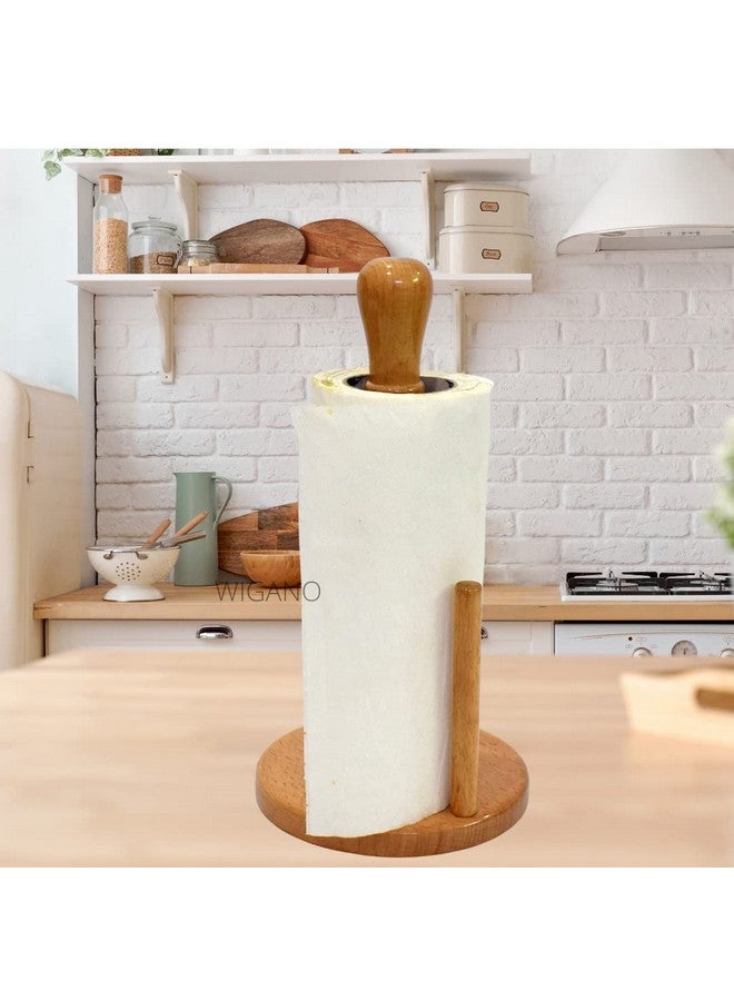 Wigano WIGANO Wooden Paper Towel Holder Stand Wooden Tissue Holder Toilet Paper Holder for Home, Kitchen, Hotels & Offices Standard Brown Color 1 Piece  - Image 2