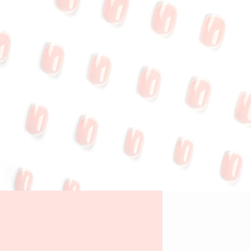 OCOUYVD Petite Press on Nails Extra Short French Tip Fake Nails Nude Stick on Nail Cute French Tip Glue Nails Gloss False Nails Reusable Artificial Nail for Women Manicure Art - Image 5