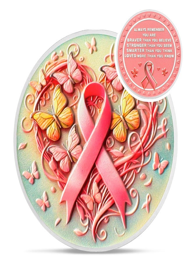 IELCJJ Heart Recovery Breast Cancer Coin - Inspirational Pink Butterfly Ribbon Chips - Daily Fight Cancer Care Awareness Accessories - Breast Cancer Gifts for Women Survivor - Healing Cancer Chemo Prayer - Image 1