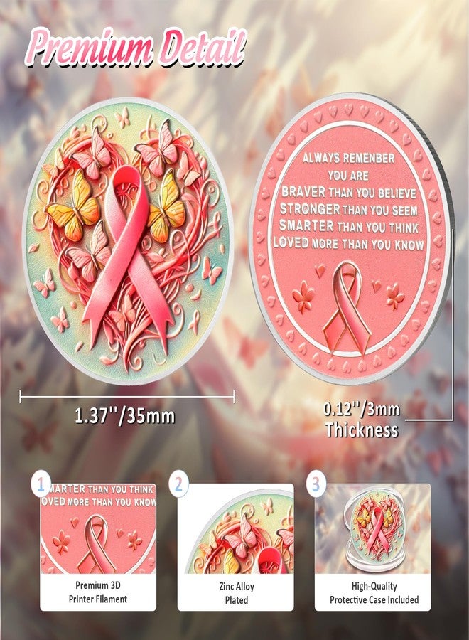 IELCJJ Heart Recovery Breast Cancer Coin - Inspirational Pink Butterfly Ribbon Chips - Daily Fight Cancer Care Awareness Accessories - Breast Cancer Gifts for Women Survivor - Healing Cancer Chemo Prayer - Image 3