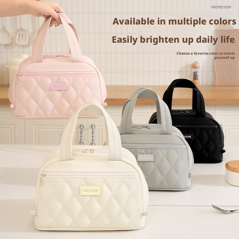 Beilun New Handheld Lunch Bag Large Capacity Portable Insulated Tote Bag, Grey - Image 2