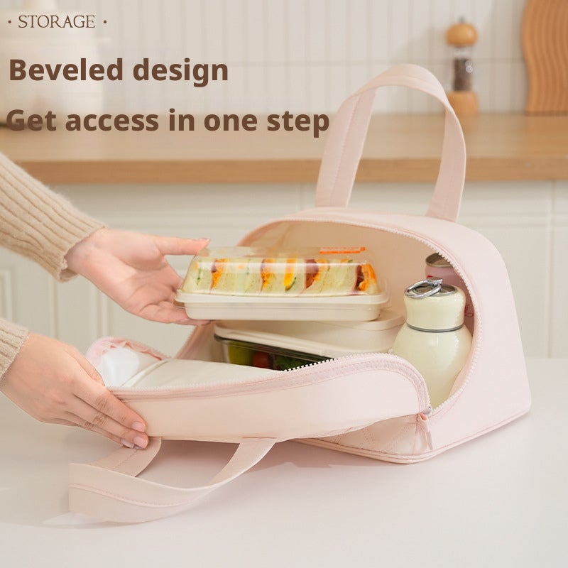 Beilun New Handheld Lunch Bag Large Capacity Portable Insulated Tote Bag, Grey - Image 4