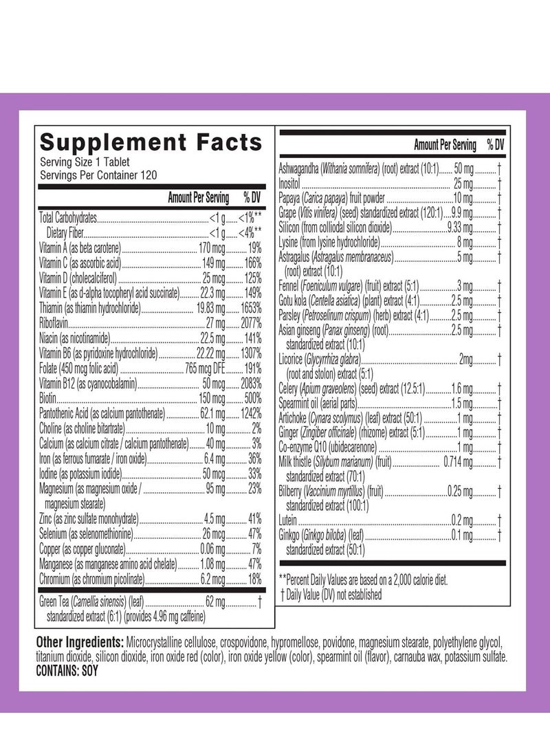 Swisse Daily Multivitamin for Women Energy, Stress & Immune Support 120 Tablets 4 Months Supply - Image 3