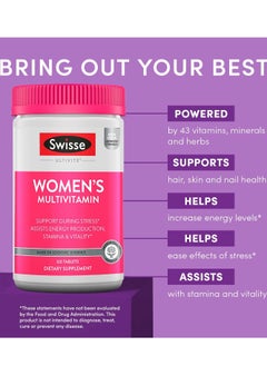 Swisse Daily Multivitamin for Women Energy, Stress & Immune Support 120 Tablets 4 Months Supply  - Image 4