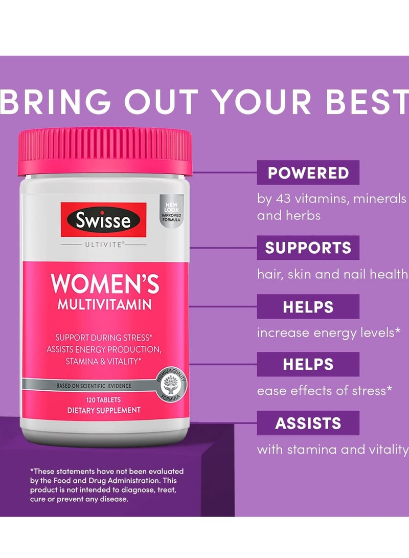 Swisse Daily Multivitamin for Women Energy, Stress & Immune Support 120 Tablets 4 Months Supply - Image 4