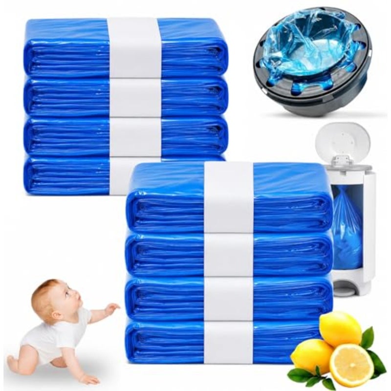 8 Pack Eco-Friendly Nappy Bin Refill Bags, Compatible with Tommee Tippee Twist Click, Tec, Simplee Sangenic, Sangenic Tec, Baby AngelCare Nappy Diaper Bin Liner Pails Disposal Systems Blue - Image 1