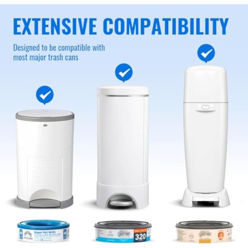 8 Pack Eco-Friendly Nappy Bin Refill Bags, Compatible with Tommee Tippee Twist Click, Tec, Simplee Sangenic, Sangenic Tec, Baby AngelCare Nappy Diaper Bin Liner Pails Disposal Systems Blue - Image 2