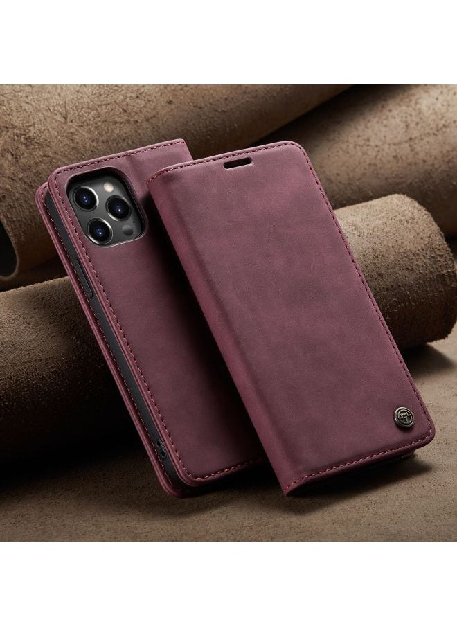 Generic - For Iphone 15 Case 14pro Max Card Slot Leather Cover Xr Flip Protective Case Digital Computer/mobile Phone Protective Cover-Color:Wine Red-Applicable Model:For IphoneXr - Image 1