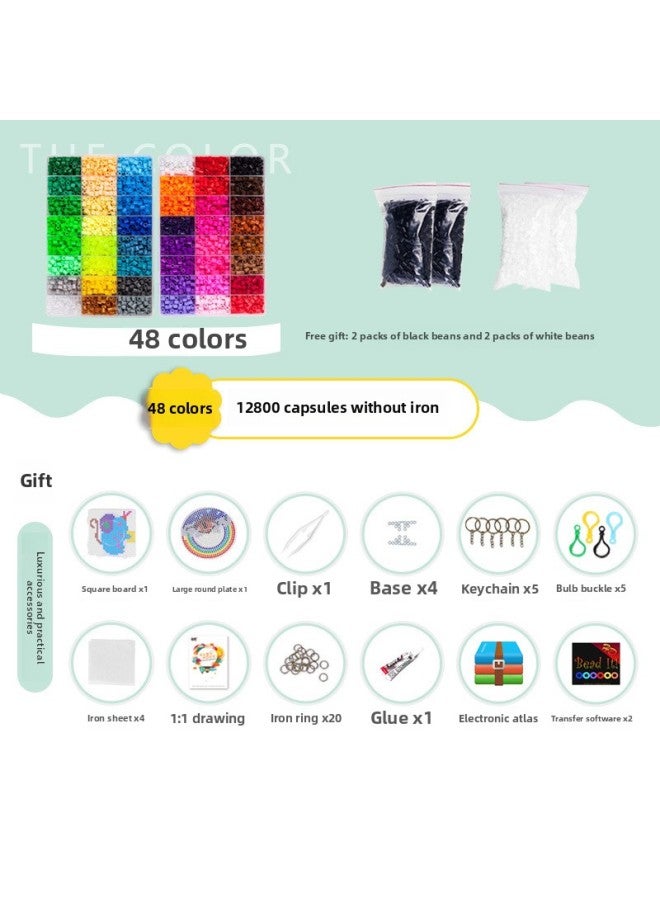 Doudou Handmade Diy Suit 3d Adult Pixel Three-dimensional Drawings Girls' Children's Puzzle Educational Toys Hand-made-Color:Soybean 48 Color 12800 Tablets Without Iron + Practical Accessories - Image 1