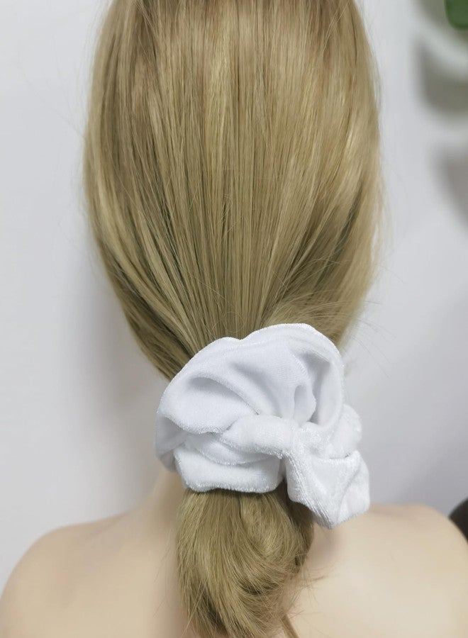 PIDOUDOU 12 Pcs Large Velvet Scrunchies for Thick Long Hair Scrunchies Hair Ties Women Girls Hair Ponytail Holder (White) - Image 3